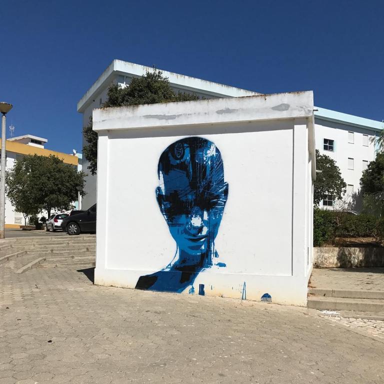 futuristic face street art